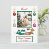 Santa & Sleigh, Winter Cottage Vrolijk Kerstfeest Feestdagenkaart (Staand voorkant)