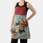 Santa Sleigh with Flying Cats Christmas Apron Schort (Insitu)