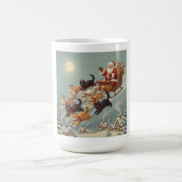 Santa Sleigh with Flying Cats Coffee Mug Koffiemok