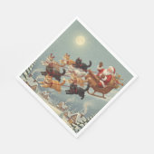 Santa Sleigh with Flying Cats Napkins Servet (Hoek)