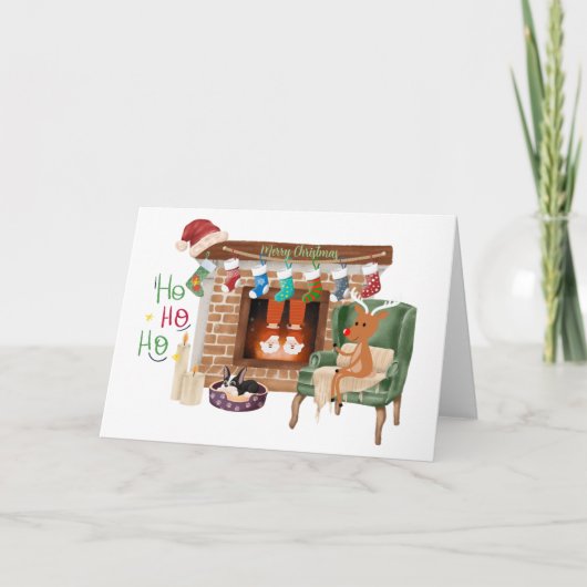 Santa Slippers kerst Kaart (Voorkant)