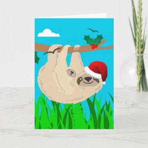 santa sloth feestdagen kaart