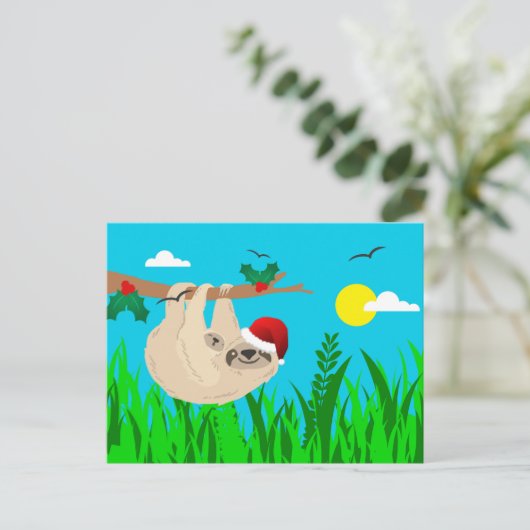 santa sloth feestdagenkaart (Staand voorkant)
