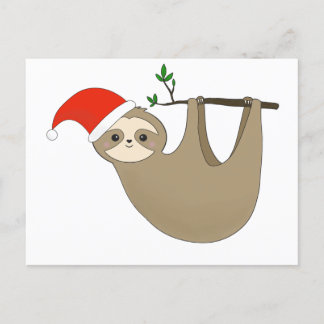 Santa sloth feestdagenkaart