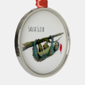 Santa Sloth Metalen Ornament (Rechts)