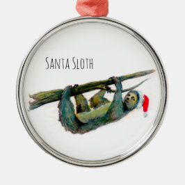 Santa Sloth Metalen Ornament