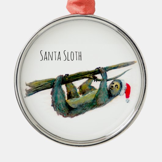 Santa Sloth Metalen Ornament (Voorkant)