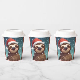 Santa Sloth, Paper Cups Papieren Bekers