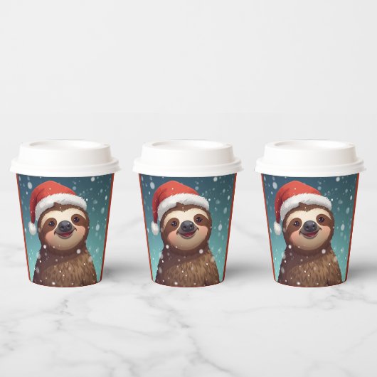 Santa Sloth, Paper Cups Papieren Bekers (Multi)