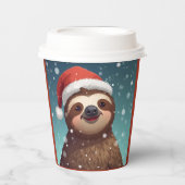 Santa Sloth, Paper Cups Papieren Bekers (Voorkant)
