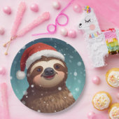 Santa Sloth, Paper Plates Papieren Bordje (Feest)