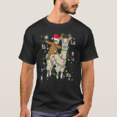 Santa Sloth Riding Llama Christmas Lights Paj T-shirt (Voorkant)