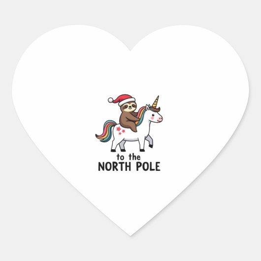 Santa Sloth Riding Unicorn Funny Girl Christmas T- Hart Sticker (Voorkant)