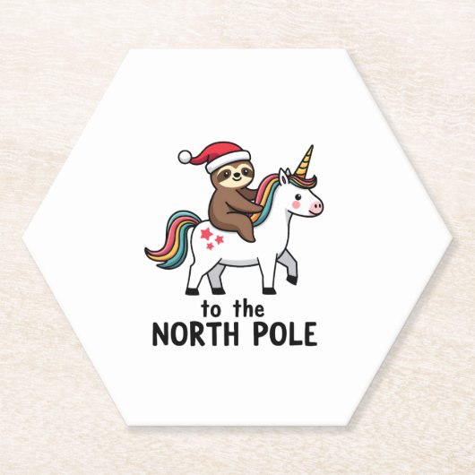 Santa Sloth Riding Unicorn Funny Girl Christmas T- Kartonnen Onderzetters (Voorkant)