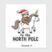 Santa Sloth Riding Unicorn Funny Girl Christmas T- Sticker (Vel)