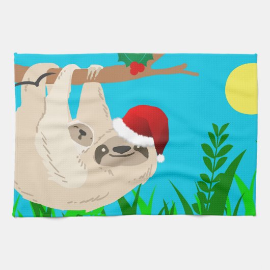 santa sloth theedoek (Horizontaal)
