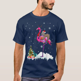 Santa Slotstrelend Flamingo Reindeer Xmas Light Lo T-shirt