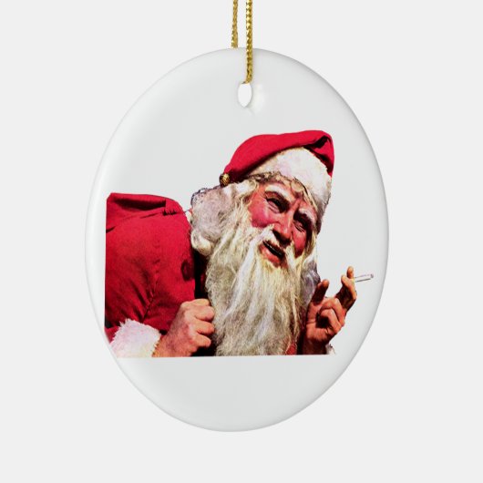 Santa Smoking Cigarette Keramisch Ornament (Rechts)