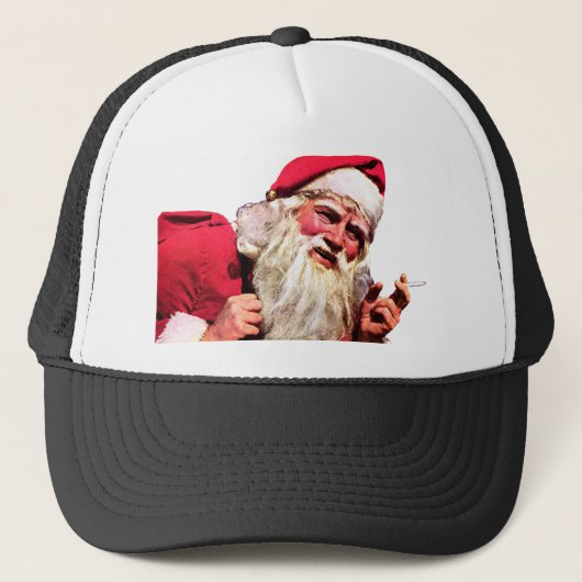  Santa Smoking Cigarette Trucker Pet (Voorkant)