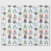 Santa sneeuwman kat pinguïn inpakpapier (Vlak)