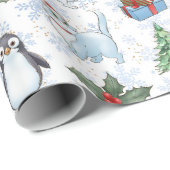Santa sneeuwman kat pinguïn inpakpapier (Rol Hoek)