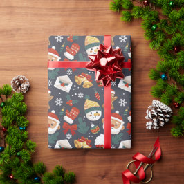Santa Sneeuwman Kerstmis Patroon Gift Cadeaupapier