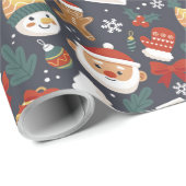 Santa Sneeuwman Kerstmis Patroon Gift Cadeaupapier (Rol Hoek)