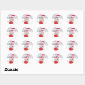 Santa Sneeuwman met Rode Schop Ronde Sticker (Vel)
