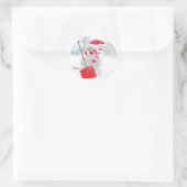 Santa Sneeuwman met Rode Schop Ronde Sticker (Tas)