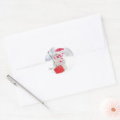 Santa Sneeuwman met Rode Schop Ronde Sticker (Envelop)