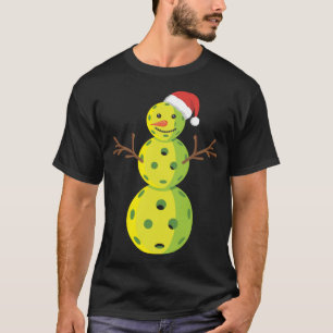 Santa Sneeuwman Pickleball Lover Grappige Kerstcad T-shirt