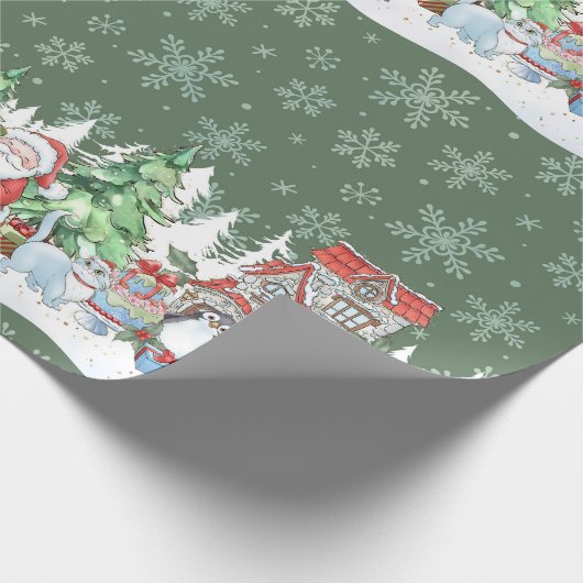 Santa Sneeuwman Rendier Kerst Verpakking Papier (Hoek)