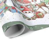 Santa Sneeuwman Rendier Kerst Verpakking Papier (Rol Hoek)