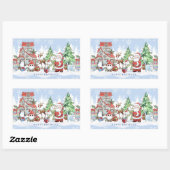 Santa sneeuwman Rudolph Penguin Kerstmis Rechthoekige Sticker (Vel)