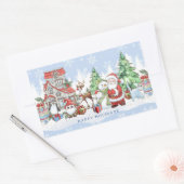 Santa sneeuwman Rudolph Penguin Kerstmis Rechthoekige Sticker (Envelop)