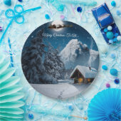 Santa Sneeuwscène Merry Kerstmis naar al papier Papieren Bordje (Feest)