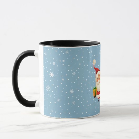  Santa Sneeuwvlok Kerstcadeau Modern Blauw Mok (Links)