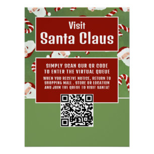 Santa Snoep, Bezoek Santa, QR Code Queue Perfect Poster