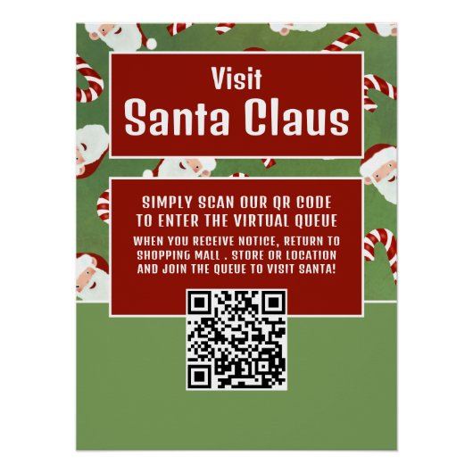 Santa Snoep, Bezoek Santa, QR Code Queue Perfect Poster (Voorkant)
