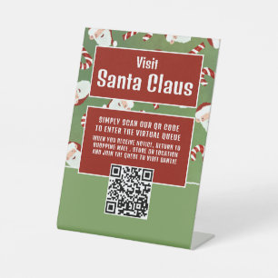Santa Snoep, Bezoek Santa, QR Code Queue Reclamebord Met Voetstuk