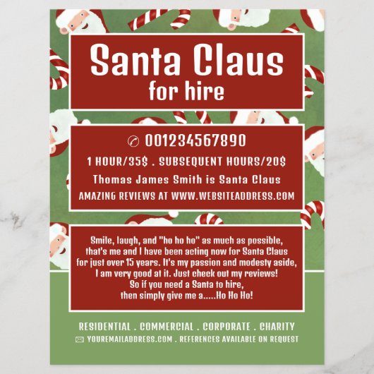 Santa Snoep, Santa Claus Entertainer Adverteren Flyer (Voorkant)