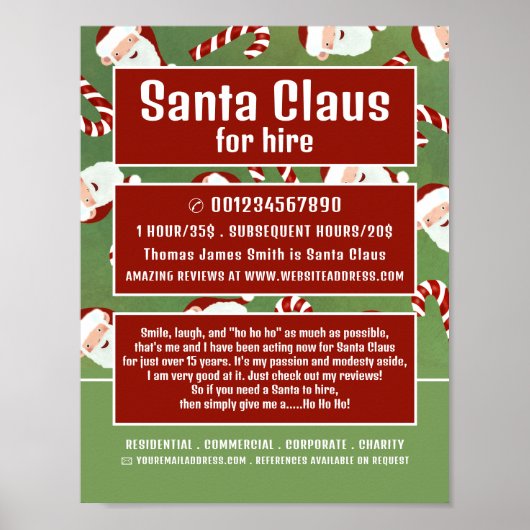 Santa Snoep, Santa Claus Entertainer Adverteren Poster (Voorkant)