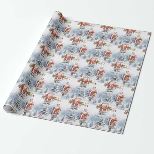 Santa Snow Cadeaupapier (Uitgerold)