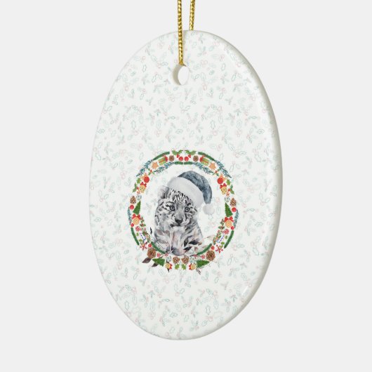 Santa Snow Leopard Keramisch Ornament (Links)