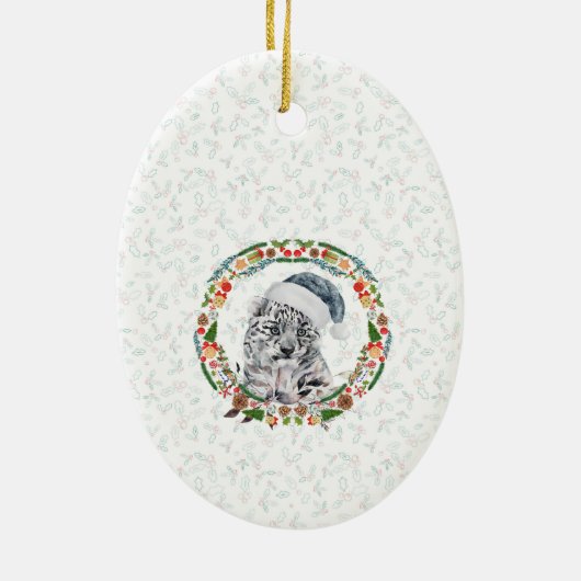 Santa Snow Leopard Keramisch Ornament (Achterkant)