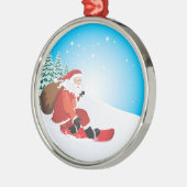 Santa Snowboard Premium Ornament (Links)
