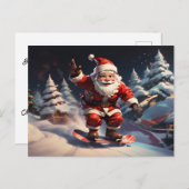 Santa snowboarden op de berg feestdagenkaart (Voorkant / Achterkant)