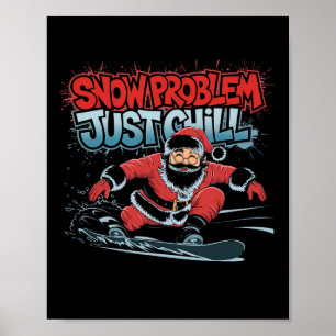 Santa Snowboarding Graphic T-shirt Bold Streetwear Poster