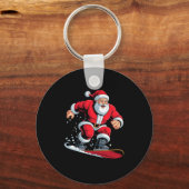 Santa Snowboarding Lover Funny Holiday Christmas X Sleutelhanger (Voorkant)