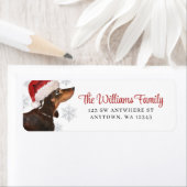 Santa Snowflake Black Tan Tachshund Retouradres Etiket (Insitu)